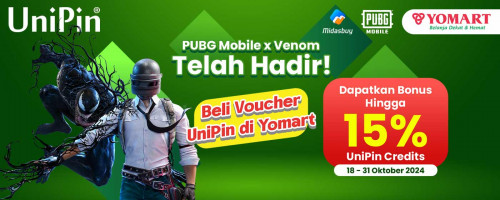 Beli Voucher UniPin di Yomart – Top Up UC PUBG M pakai Voucher UniPin, Dapatkan Bonus hingga 15%